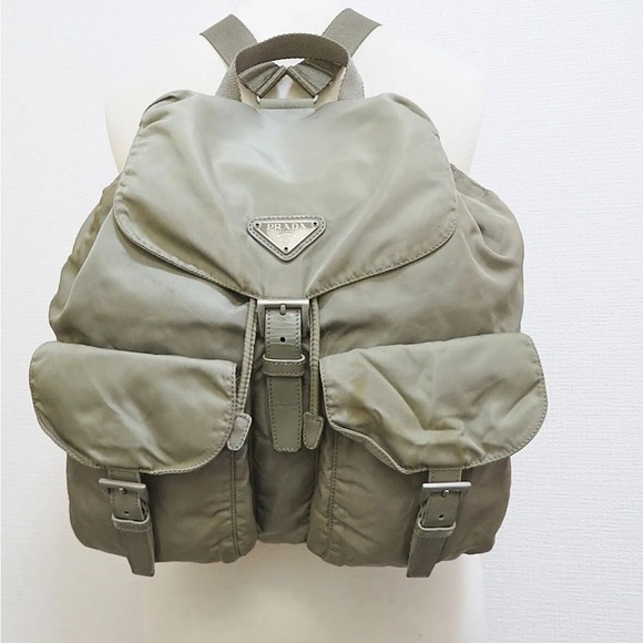 Authentic PRADA Gray Nylon and Leather Backpack Bag Purse - Picture 4 of 16
